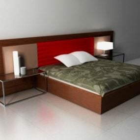 Conjunto de móveis de cama com mesa de cabeceira modelo 3d