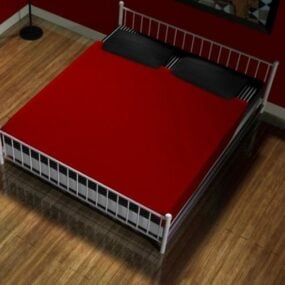 Bed With Red Mattress 3d model