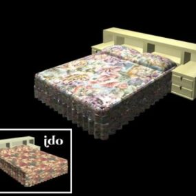 3д модель современной кровати в отеле со шкафом