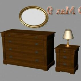 Sidebord med spejl soveværelsesmøbler 3d model