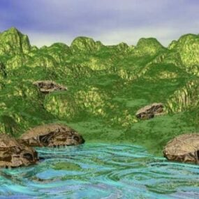 Modello 3d del paesaggio del terreno della baia