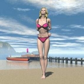 Pink Bikini Girl 3d model