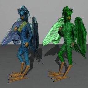Modello 3d del personaggio cosplay di Color Bird Man