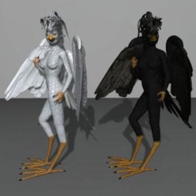 Bird Man Cosplay -hahmo 3D-malli