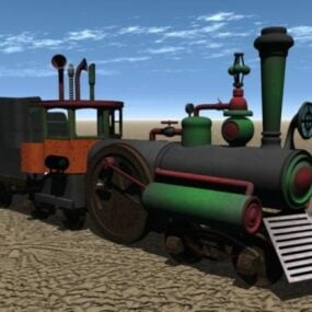 Train de locomotive à vapeur vintage modèle 3D