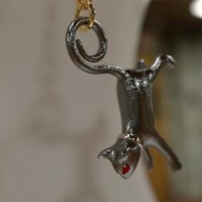 Černá stříbrná kočičí náušnice Šperky 3D model