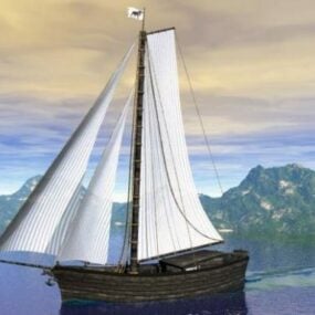 Model 3d Perahu Layar Black Jack