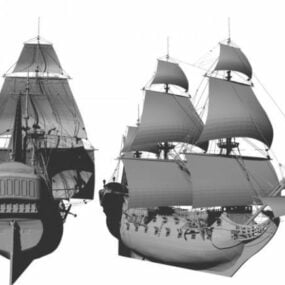 Siyah İnci Yelkenli Gemi 3d modeli