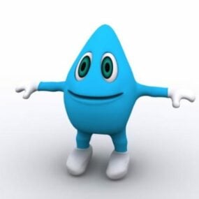 Blue Water Cartoon Character 3d model