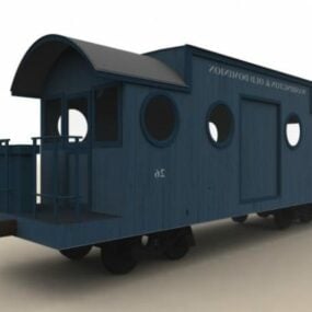 Blue Train Caboose 3d-model