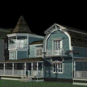 Blue House Western Style 3d-modell