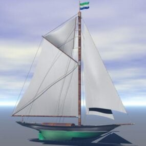Lille Fiskerbåd Sejlbåd 3d model