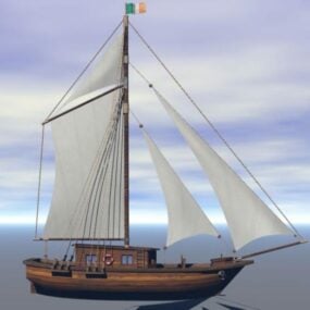 Modello 3d di trasporto marittimo in barca a vela da pesca