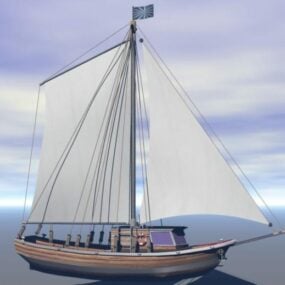 مدل سه بعدی قایق بادبانی چوبی به سبک مدرن
