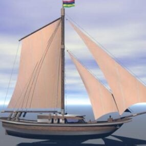 Wood Sailing Ship Small Size 3d model