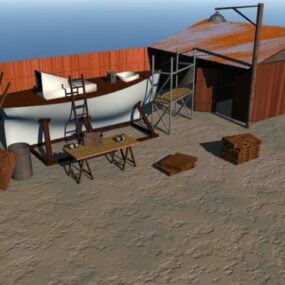 Bootsbau-Werft 3D-Modell