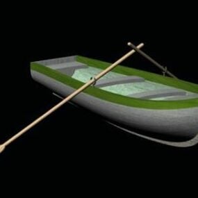 列のあるボート3Dモデル
