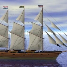 Large Sailing Ship Classic Design 3d model