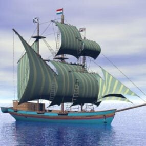 مدل سه بعدی کشتی قایقرانی عصر دزدان دریایی
