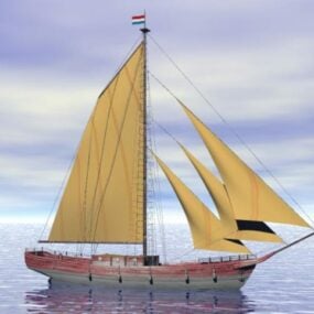 Orta Boy Yelkenli Gemi 3d modeli