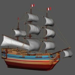 דגם תלת מימד של ספינת מפרש פיראטים מימי הביניים