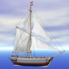 Vintage Beyaz Yelkenli Gemi