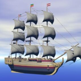 Classic Wooden Sailing Ship 3d model