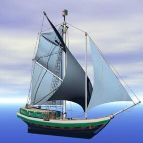 Small Fishing Sailing Boat 3d model