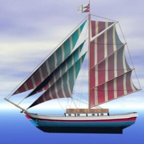 Fishing Boat With Sail 3d model