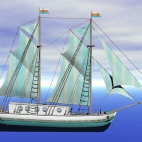 3д модель рыболовной парусной лодки среднего размера