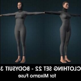 Personagem de bodysuit preto feminino modelo 3d