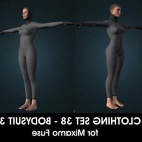 女性黑色紧身衣服装3d模型
