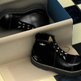 बूट्स ब्लैक लेदर 3डी मॉडल