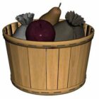 Wood Fruit Basket With Fruit Food