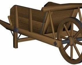 نموذج عربة خشبية كلاسيكية ثلاثية الأبعاد