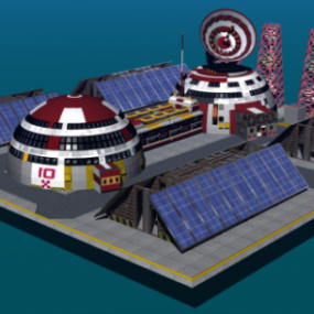 Edificio de la estación central de ciencia ficción modelo 3d