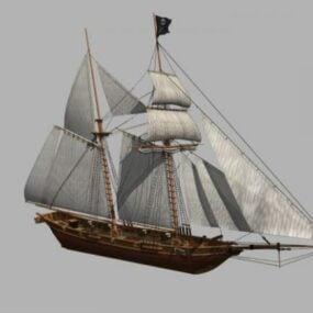 Medeltida Schooner Sailor Ship 3d-modell
