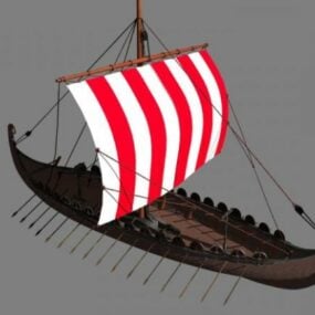 Modelo 3d de barco longo Viking