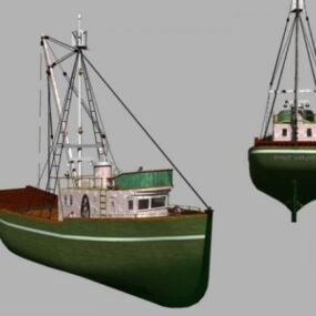 Modelo 3d de barco de pesca rústico