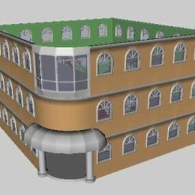 בניין בית עם מודל תלת מימד לגינה