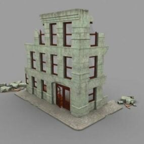 Modelo 3d de ruínas de construção de casa