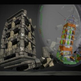 Animation de bâtiment endommagé Blow Bullet modèle 3D