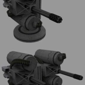 Modelo 3d de metralhadora de ficção científica
