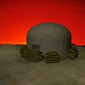 3д модель Бетонного военного бункера
