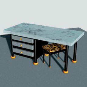 Office Desk With Under Cabinet 3d model