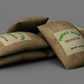米袋黄麻布素材3Dモデル