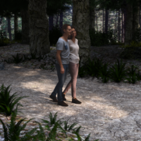 Mô hình 3d nhân vật cặp đôi đi bộ