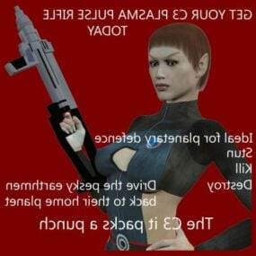 プラズマライフルを持つ女の子キャラクター3Dモデル