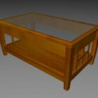 Mesa de centro de madera con tapa de cristal