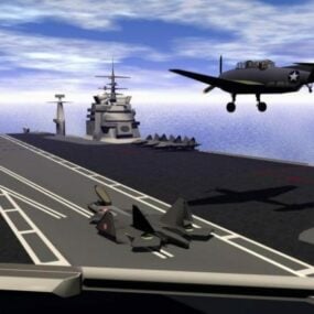 Porte-avions Uss dans la mer modèle 3D